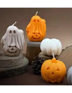 Bougie Fantôme Citrouille Halloween - Pumpkin Spiced -Magasin De Bougies Parfumées Pour La Maison bougie fantome citrouille halloween pumpkin spiced 1