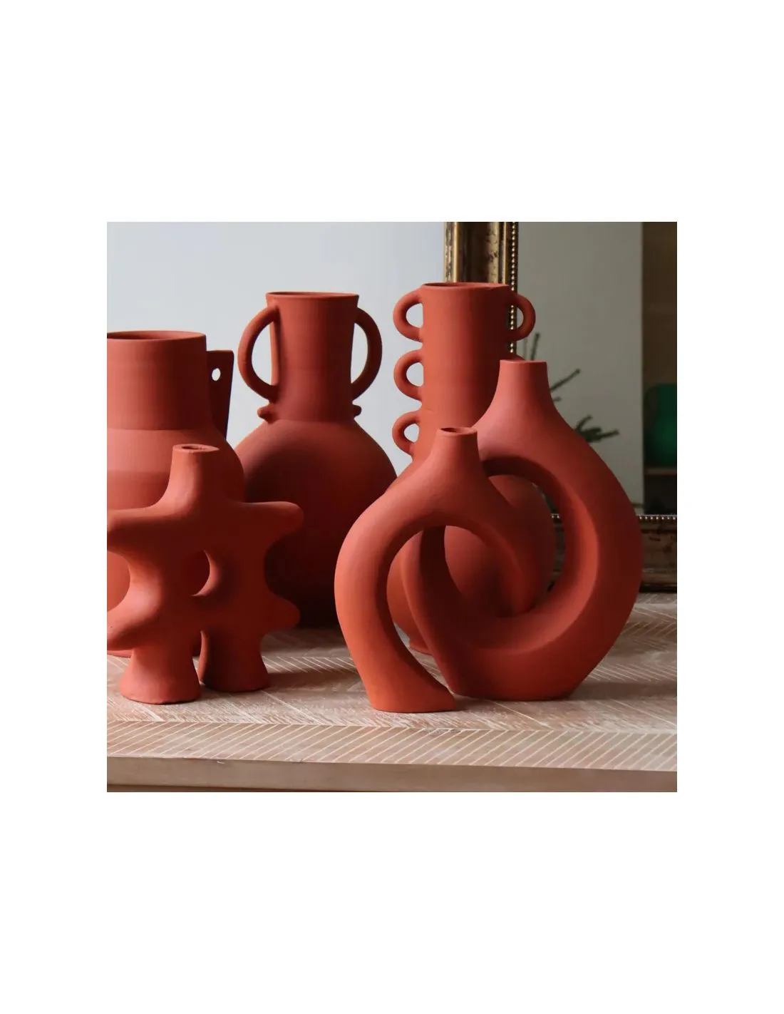 Duo De Vases Terre Cuite Enlacés Ksar - Terracotta 5 Duo De Vases Terre Cuite Enlacés Ksar - Terracotta – Image 3