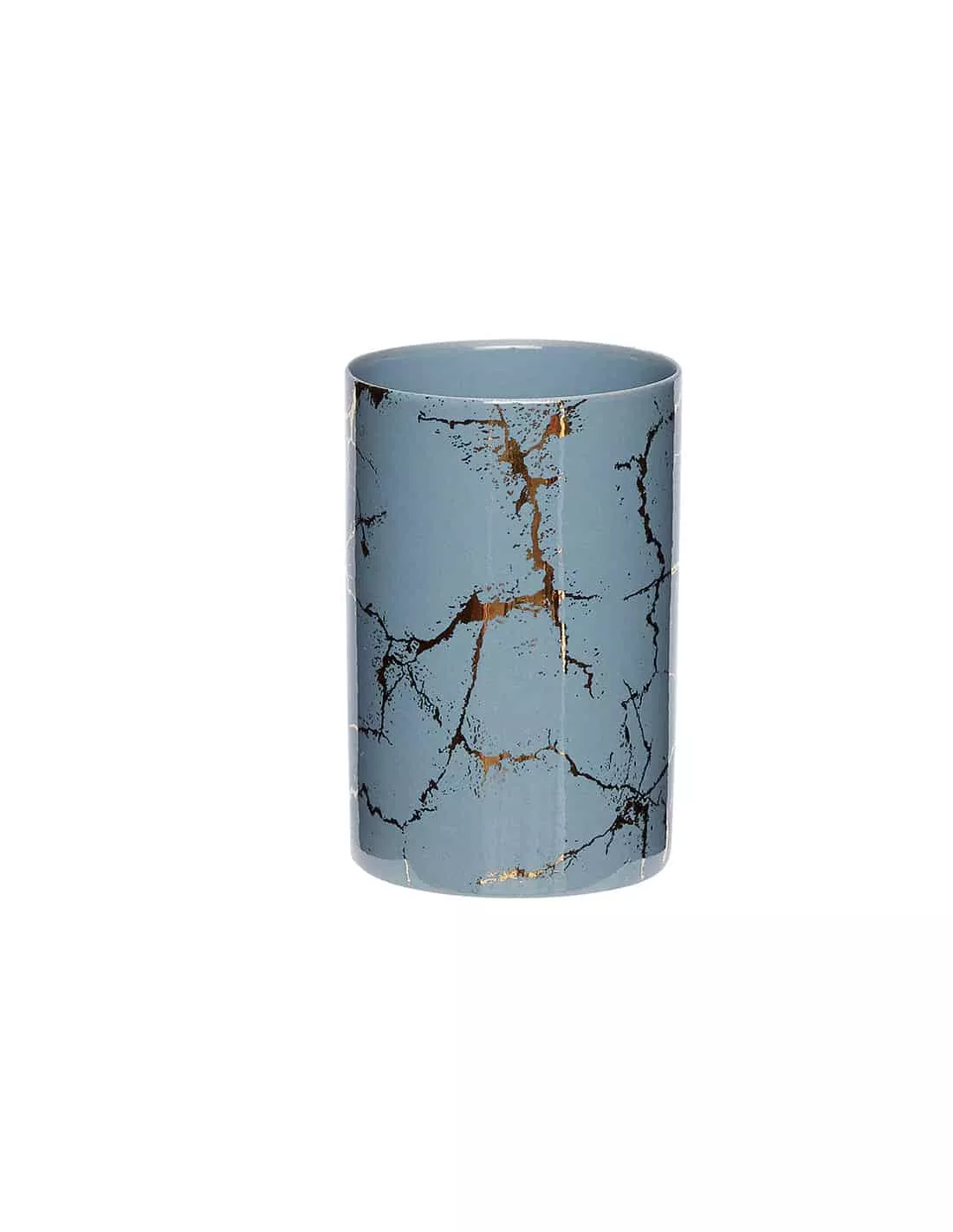 Photophore Bleu Motif Doré 3 Photophore Bleu Motif Doré