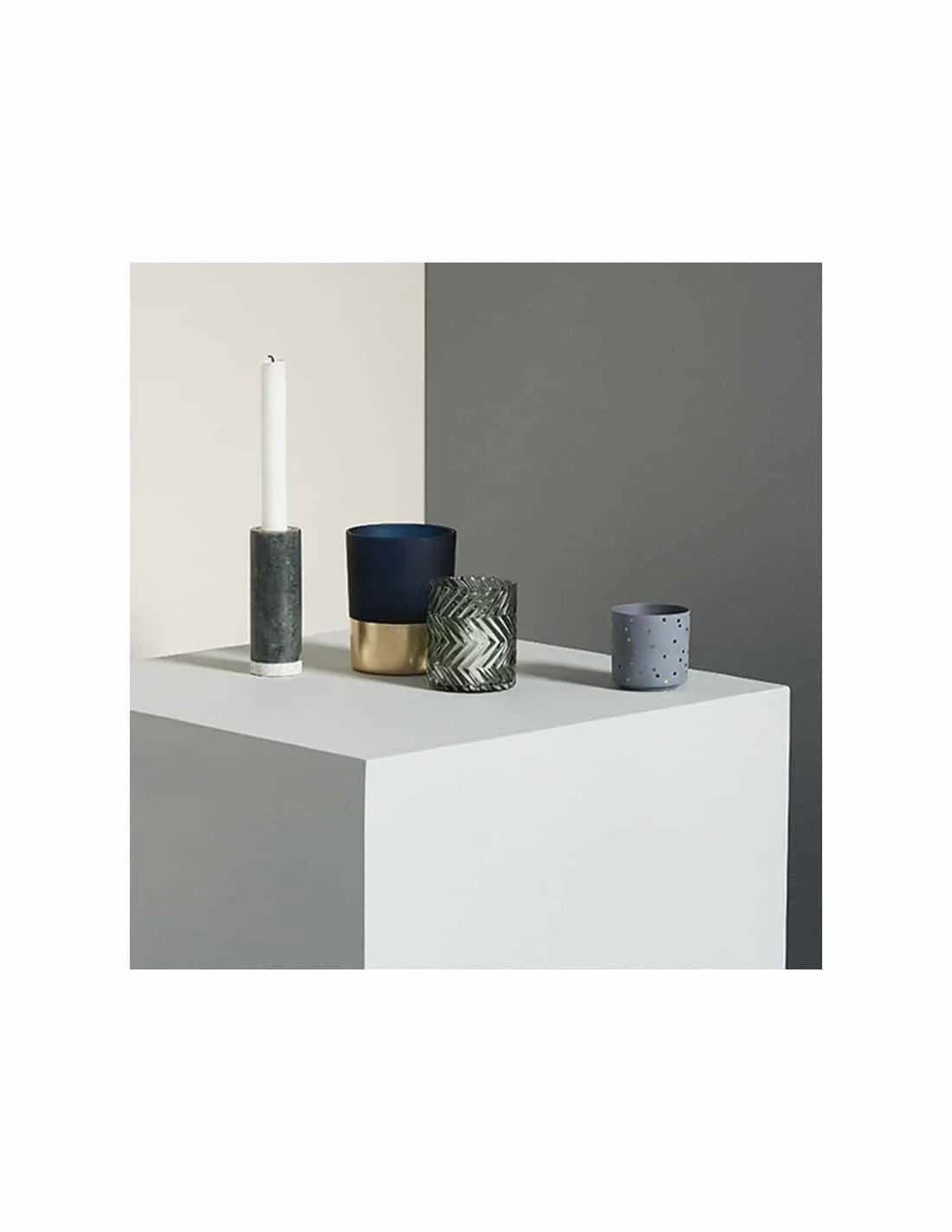 Photophore Bleu - Paillettes Dorées 4 Photophore Bleu - Paillettes Dorées – Image 2